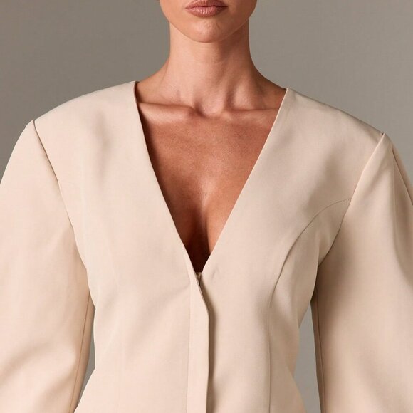 Apricot Elegant Women's Statement Sleeve Blazer Mini Dress - Picture 5 of 6